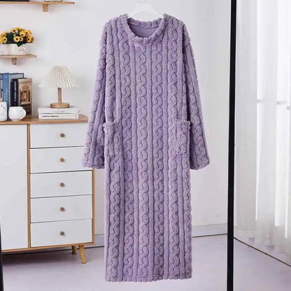 Thick Coral Fleece Robe Women's Sleepwear Long Sleeve Loose Home Clothes Autumn Winter Warm Pyjamas OENY Brand Spring Listing