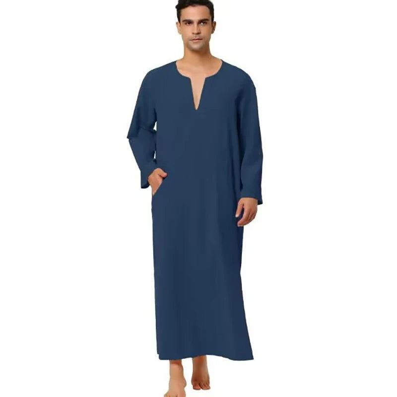 Arabic Style Minimalist Short/Long Sleeve Men's Muslim Robe Abaya Islamic Men Clothing Fashion Muslim Sets Saudi Caftan Abayat