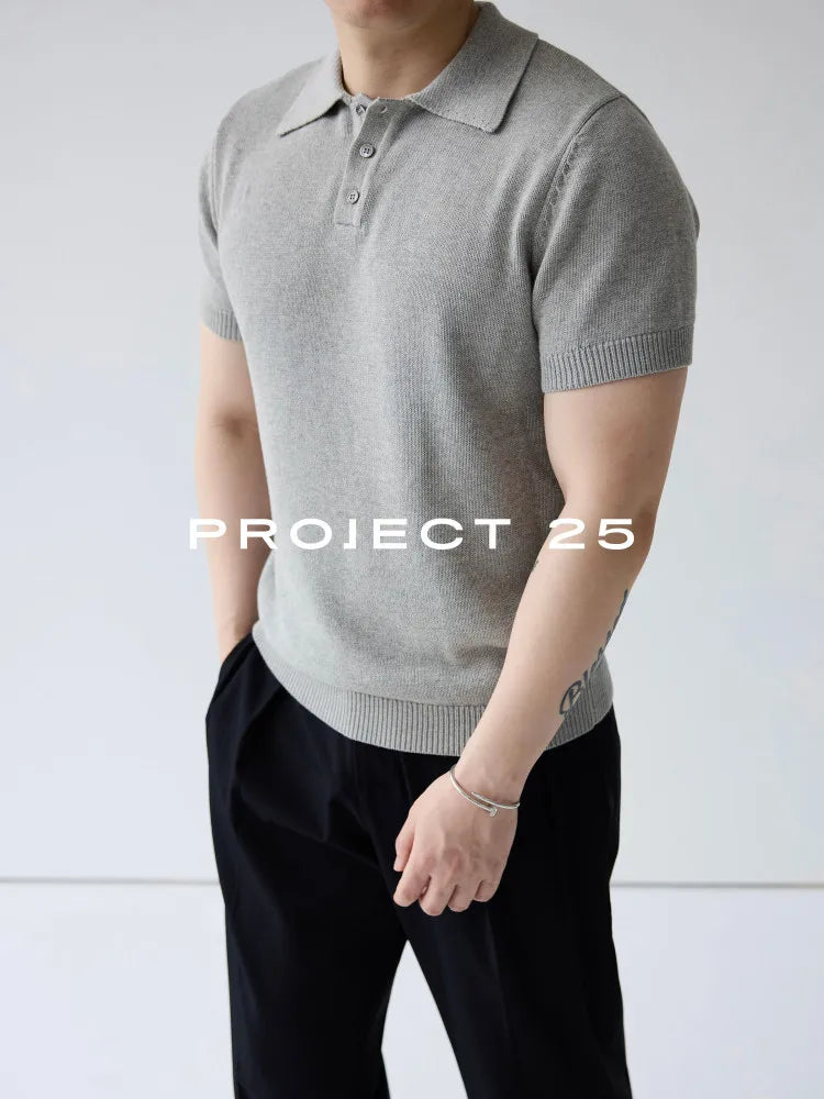 PROJECT 25 Men's American Heavyweight Coarse-Knit Cotton Polo Shirt Classic Short Sleeve Collared Tee for Casual & Commuter Wear