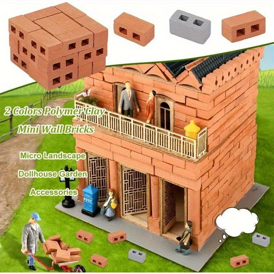 Mini Bricks 1/12 Scale Landscaping Model Tiny DIY Construction Buildings for Dollhouse Accessories Building Set