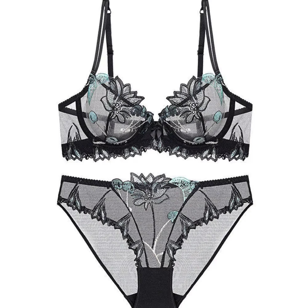 Sexy French Ultra Thin Lace Embroidery Underwire Bra Summer Minimizer Full Coverage Slimming For Busty Women Daily Wear 32-38ABC