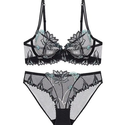 Sexy French Ultra Thin Lace Embroidery Underwire Bra Summer Minimizer Full Coverage Slimming For Busty Women Daily Wear 32-38ABC