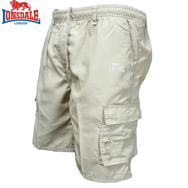 Summer Men's Baggy Workwear Shorts Quick-Drying Printed Design Multi-Pocket Elastic Waist Outdoor Sports Cycling Shorts