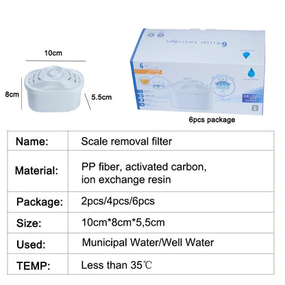 6PCS For Brita Maxtra Water Filters Cartridge Limescale Chlorine Impurities Purify Kettle Activate Carbon Water Filter