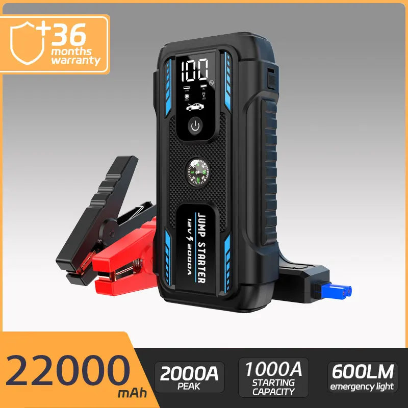 12V 2000A High-capacity portable Car Jump Starter,Multifunctional car booster with lighting charging capabilities