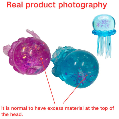 Schylling Nee Doh Jellyfish & Cube Squish Toy, Soft Jelly Squeeze Stress Relief Fidget Toy, Sensory NeeDoh for Kids & Adults