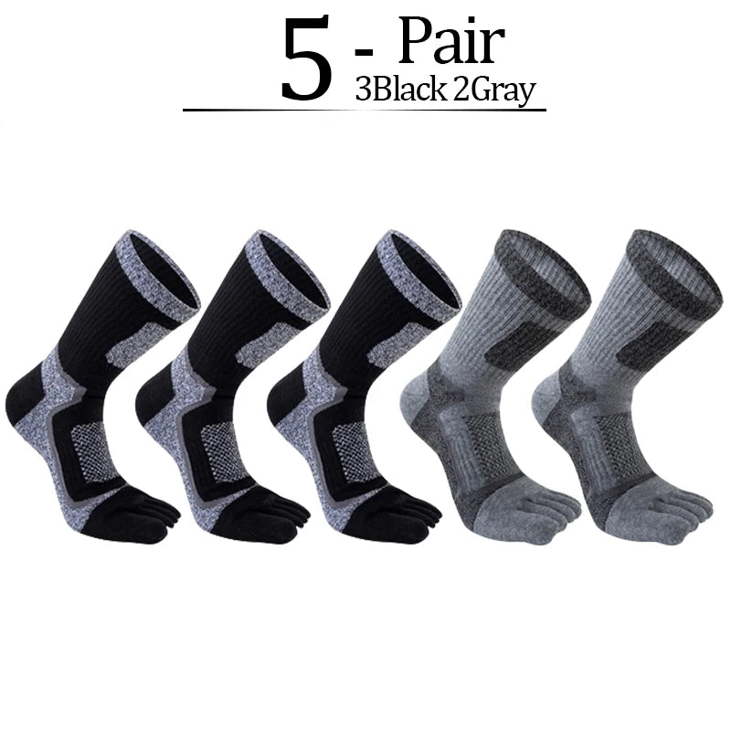 5 Pairs/lot Toe Sport Tube Socks Man Thick Compression Mesh Endurable Fitness Bike Run Outdoor Basketball Travel 5 Finger Socks