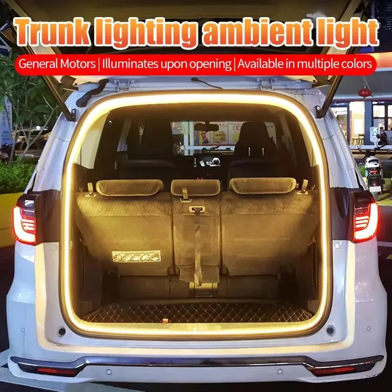 Dynamic Flowing Welcome Lights - Fireproof Silicone LED Strip for Universal Trunk 2m/4m Easy Install No Wiring ，Sync Car Light