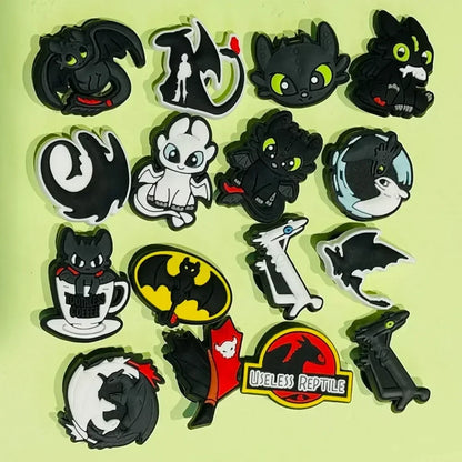 1-16pcs Cartoon Dragon Shoe Charms PVC Anime Shoes Accessories Fashion Boys Sandals Garden Shoe Buckle DIY Charms