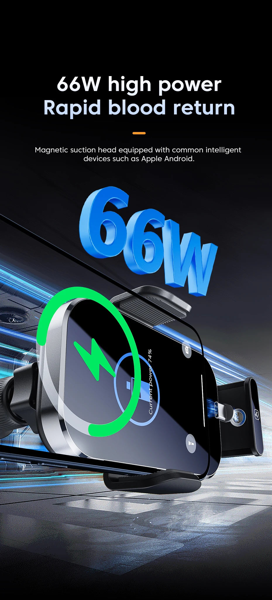Universal Car Wireless Charging Mobile Phone Holder Air Outlet Mount Transparent Vehicle Navigation Bracket for Smartphones