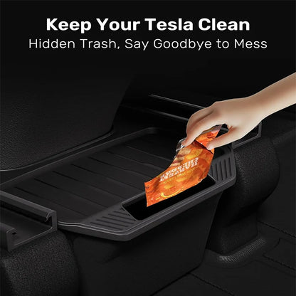 Rear Seat Storage Box for Tesla Model Y 3 Highland Organizer Center Console Bins Backseat Trash Can Garbage Bag Tray Accessories