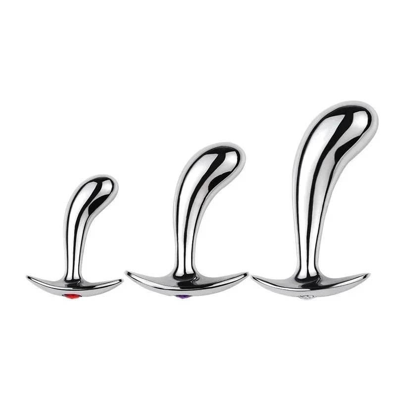 Rose Gold Rainbow Metal Anal Beads Butt Plug Set Colorful Crystal Mini Small Medium Large Anal Plug Jewelry Sex Toy Insert