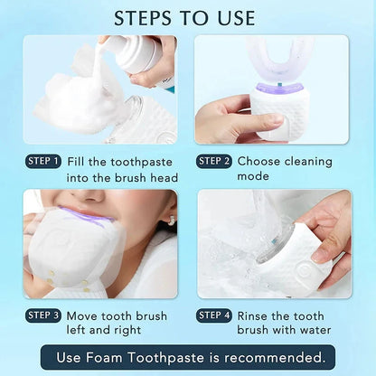 Professinal Portable 360 Degree U Shape Sonic Toothbrush Oral Cleansing Brush Sonic Automatic Electric Toothbrush