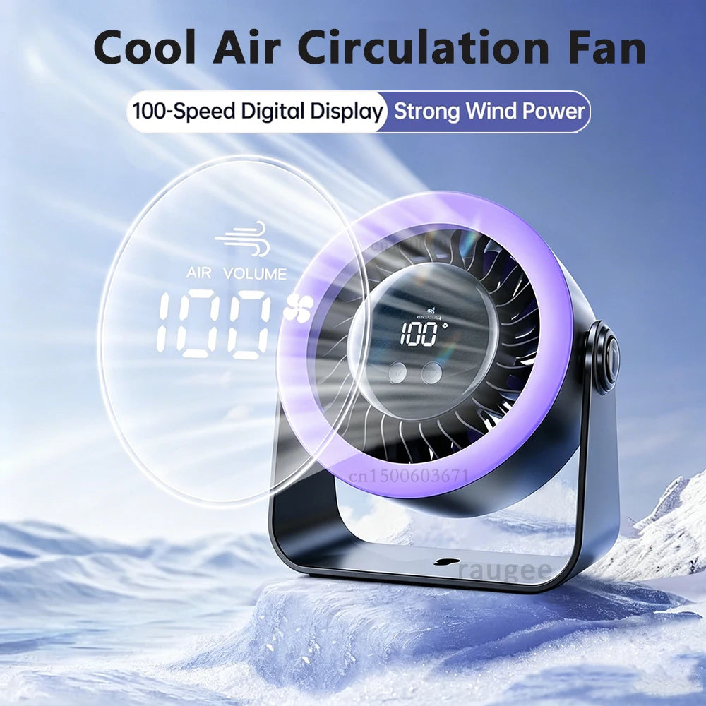 Portable Desk Fan Outdoor Camping Fan Tent Air Circulator USB Rechargeable Table Turbo Fan Wireless Wall Ceiling Fan 100 Speeds