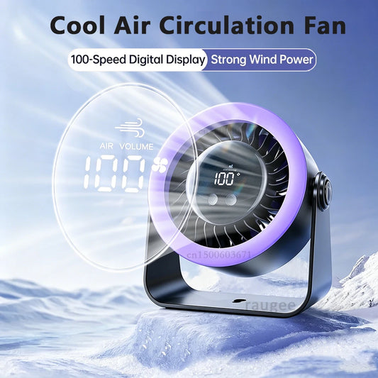 Portable Desk Fan Outdoor Camping Fan Tent Air Circulator USB Rechargeable Table Turbo Fan Wireless Wall Ceiling Fan 100 Speeds