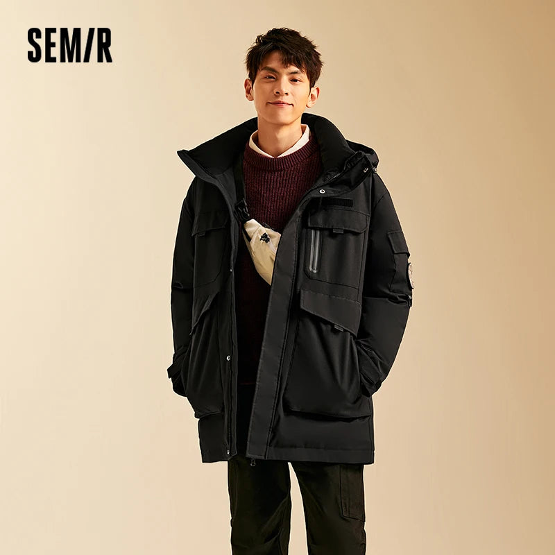 Semir Goose Down Jacket Men Waterproof Windproof Thermal Hooded Thickened 2025 Winter Man Clothing
