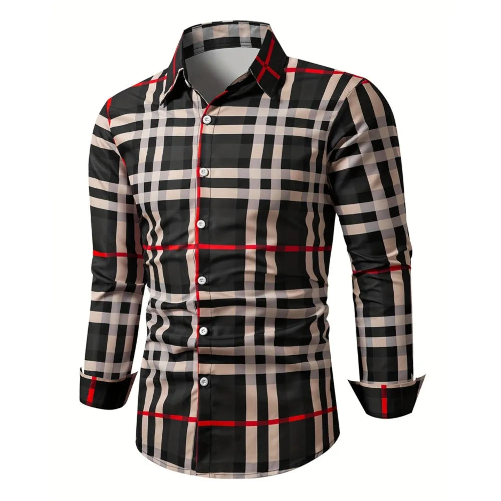 New Casual Striped Design Shirt Summer Men's Long Sleeve Shirt Lapel Men's Fashion Casual Button Down Shirt Long Sleeve Career