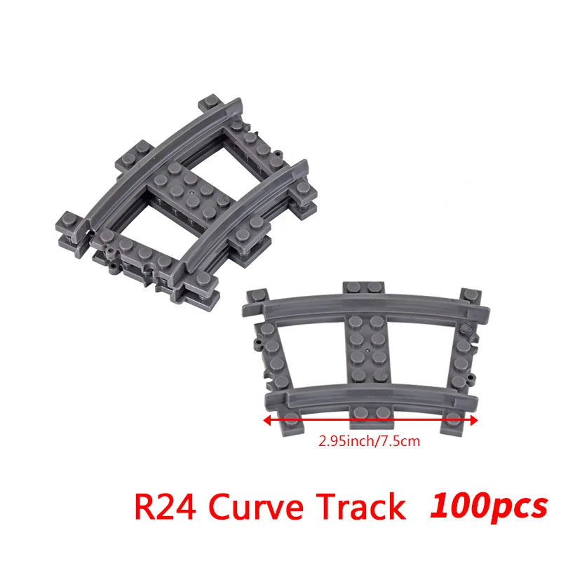 MOC City Bricks Train Flexible Construction Parts Railway Curve Track R104 Building Blocks Model Accessories Compatible 53401