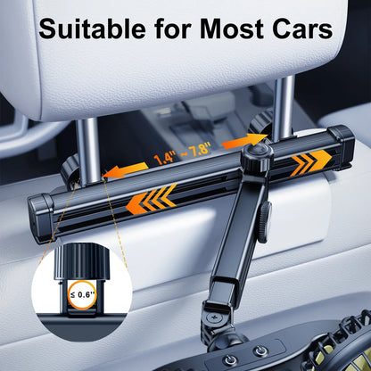 Hipacool Extension Arm Dual-Head Fan for Car Headrest 360° Rotation Air Cooling Fan Angle Adjustable 3-Speed Wind Brushless Fan