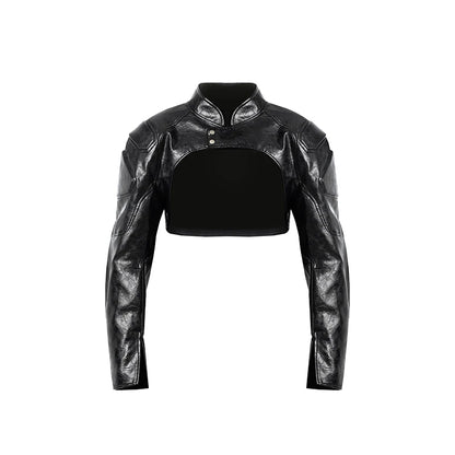 Nerazzurri Spring Autumn Cool Short Black Pu Leather Jacket Men Shoulder Pads Zipper Cropped Menswear Runway European Fashion