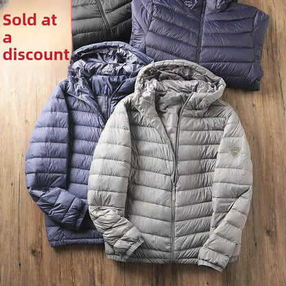 Lightweight Casual Hooded down Jacket Short Pure Color Men's Cotton Coat Warm Stylish Slim Fit Regular Length Spring Season