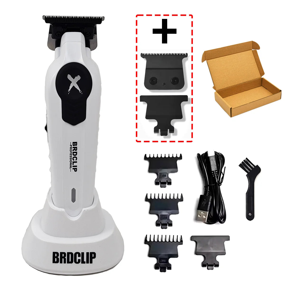 BRDCLIP  X Series White FA1T 7700RPM Professional Electric Hair Trimmer Hair Clipper For man carving DLC Blade Barber Shop Tool