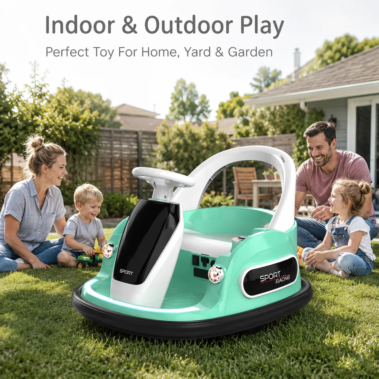 Kids Electric Bumper Car 318B, 2-6 Toddler Ride On Toy, Remote & Self-Dual Control, 360° Rotation, Bluetooth Music Early Educati