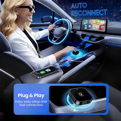 2-in-1 Wireless CarPlay Adapter Plug-and-Play for iPhone 6 and Android 11 above Auto Adapter with USB/USB-C Port Car Accessory