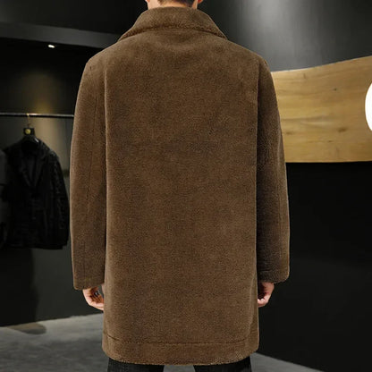 Double -sided Wear Winter Jacket Men Granular Velvet Splicing Slim Abrigo Largo Hombre Solid Color Coat Long Warm Jackets
