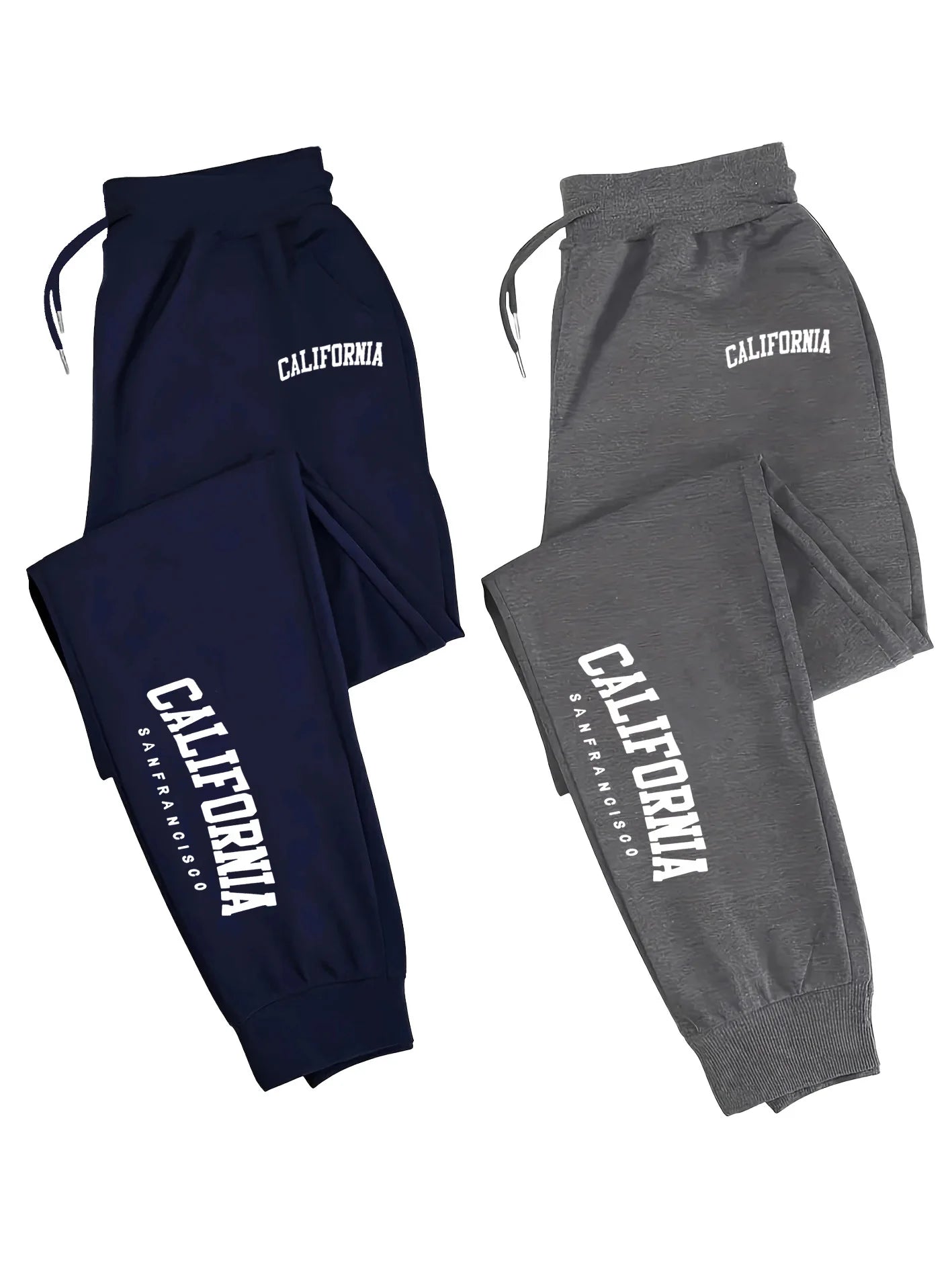 2 Pack Men's Print Polyester Joggers, Drawstring Waist, Wrinkle-Resistant, Breathable, Slim-Fit, Cuffed Hem, Ideal for S