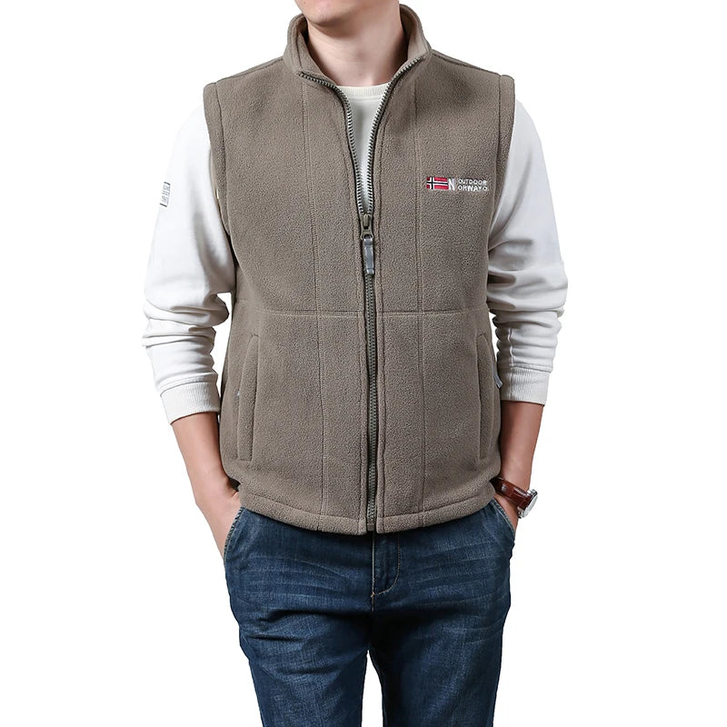 Outerwear Polar Fleece Vest Men Autumn Winter Solid Color Thicken Warm Vests Man Outdoor Casual Fashion Hiking Sportswear Male