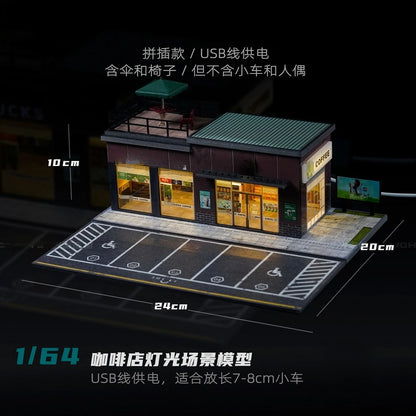 Diorama 1/64 Garage Model City Street Factory Building Scene Parking Lot Model for Die-Cast Car Display Case