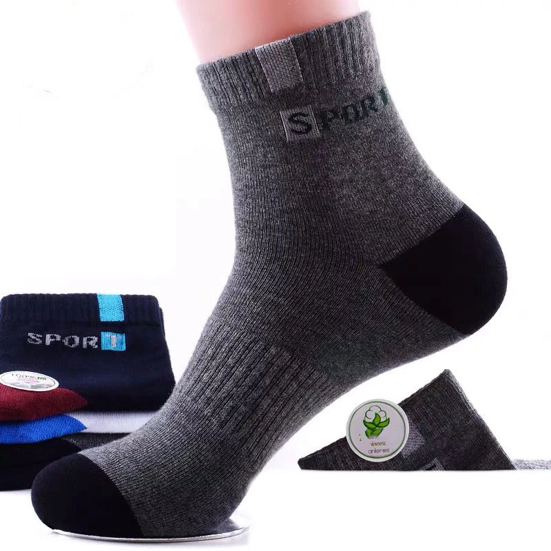 5 Pairs Premium Thickened Business Seasonal Versatile Stylish Mid-calf Socks for Men Anti-odor Mid-calf Athletic Socks