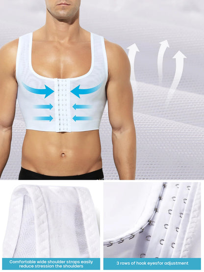 Men Compression Liposuction Post Surgery Shapewear Garment Top Body Cinching Zipper Vest Tummy Tuck Vest