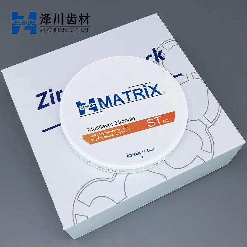 ZECHUAN MATRIX ST-ML Multilayer Zirconia Blocks 98mm System Dental Lab Fully Anatomical Crowns And Multi-unite Bridges