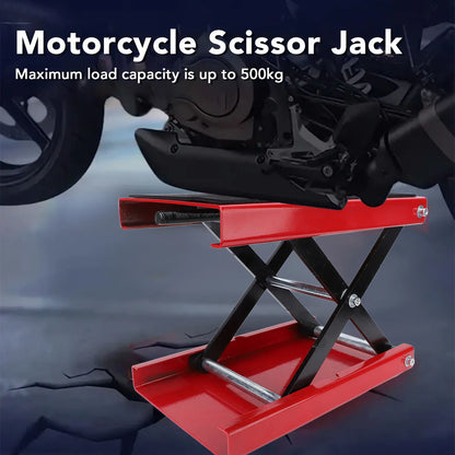 Motorcycle Lift Scissor Jack 85-340mm/3.35-13.39in Adjustable Height Foldable 500kg Capacity Motorbike Jack Stand