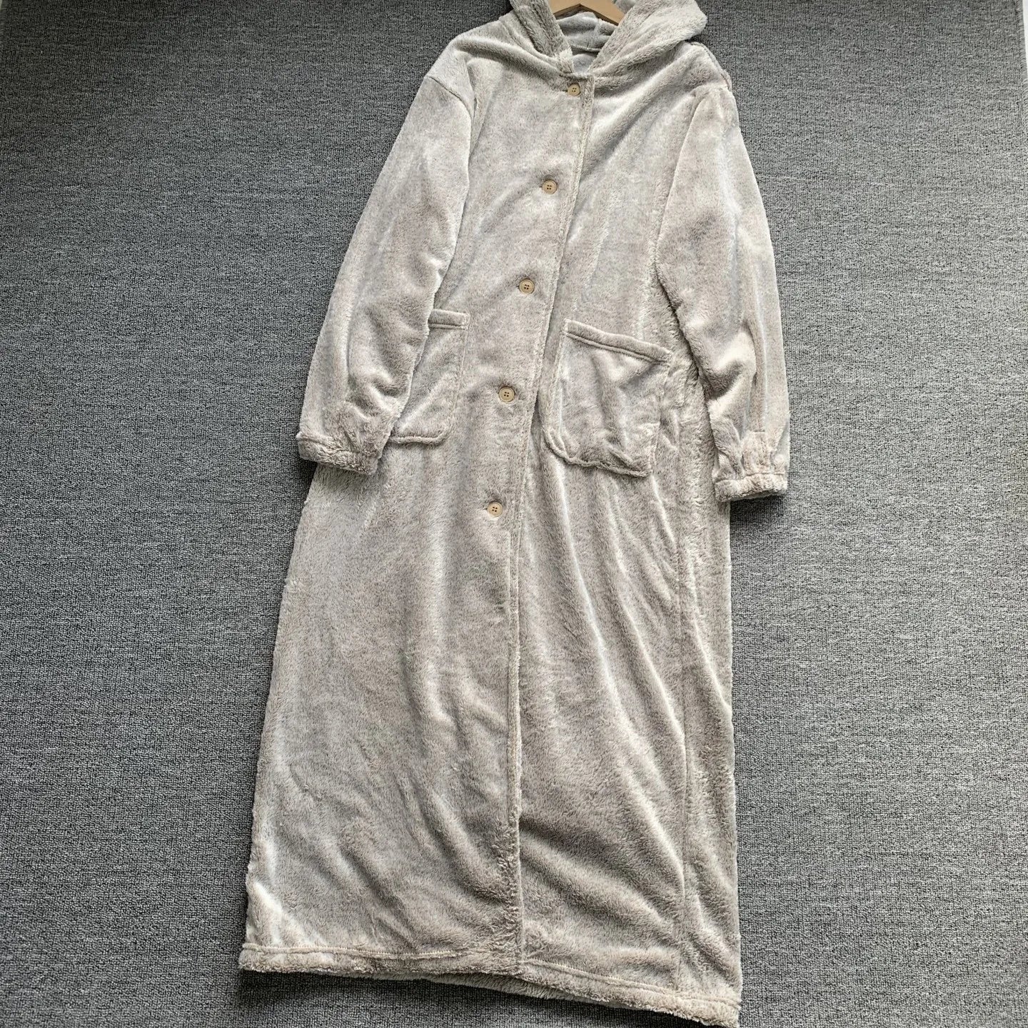 Couple's Hooded Sleep Robe Men's Women's Winter Long Length Heat Generating Drawstring Home Wear Couples' Sleepwear