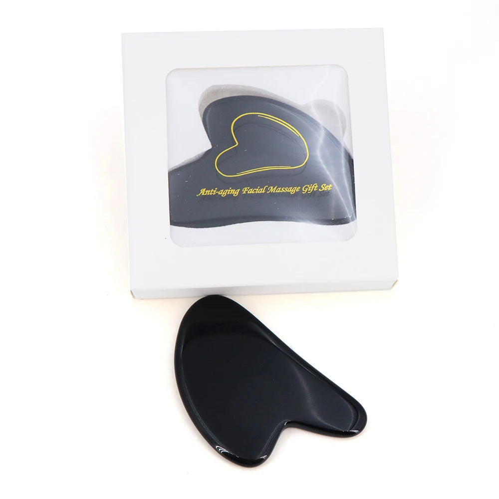 Natural Stone Gua Sha Massage Board Pink Rose Quartz Amethyst Guasha Plate Jade Face Massager Scrapers Tools for Neck Back Body