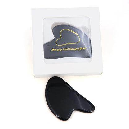Natural Stone Gua Sha Massage Board Pink Rose Quartz Amethyst Guasha Plate Jade Face Massager Scrapers Tools for Neck Back Body