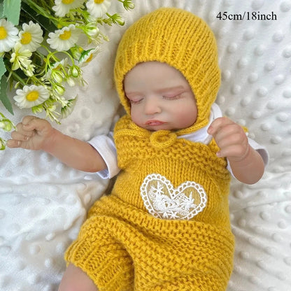 BZDOLL Asleep Reborn Baby Doll 18inch 45 CM 3D Skin Cloth Body Real Look Fashion Toy Birthday Gift For Kids