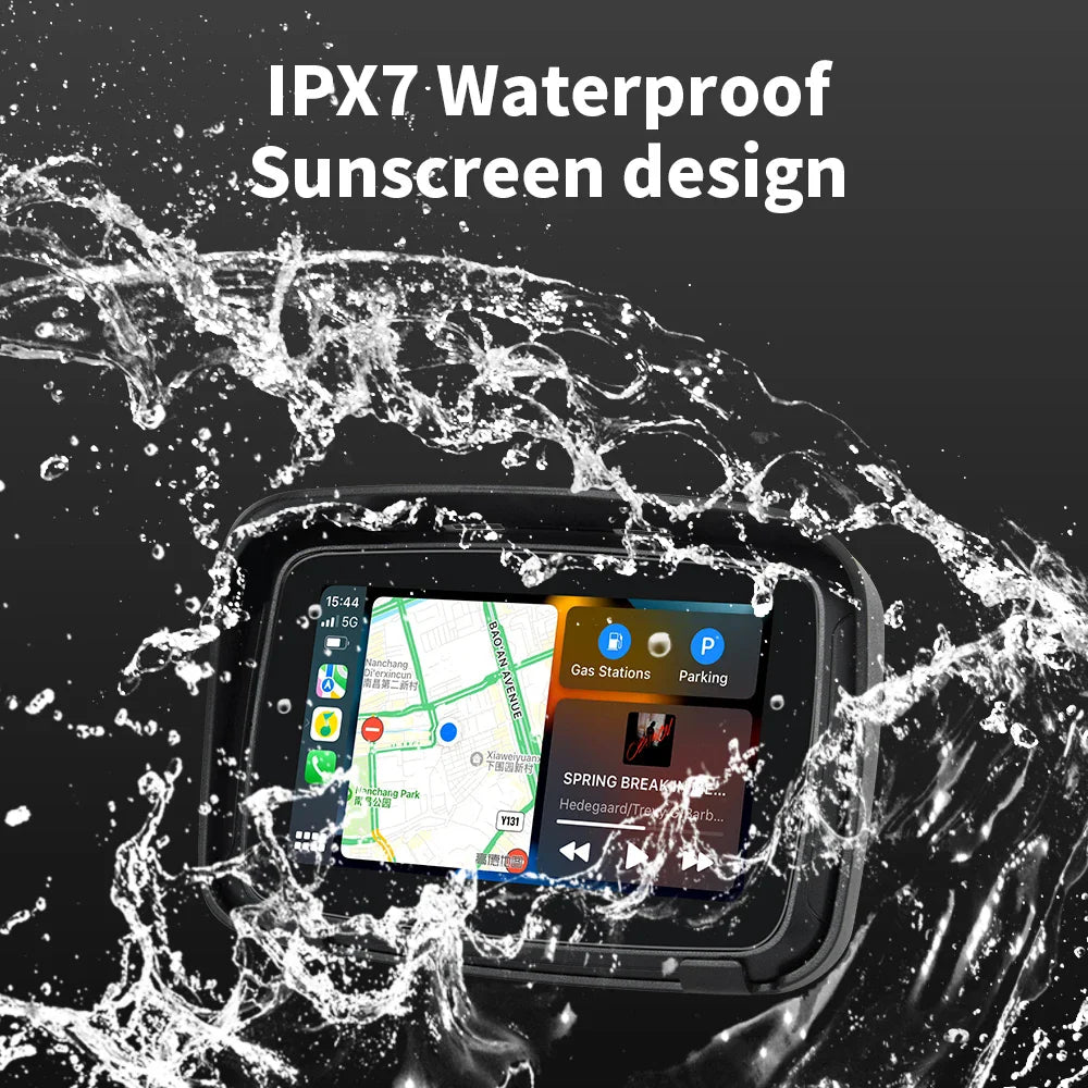 2026 New Car Motorcycle GPS Navigation IPX7 Waterproof Apple Carplay Motorcycle Wireless Android Auto Monitor google map