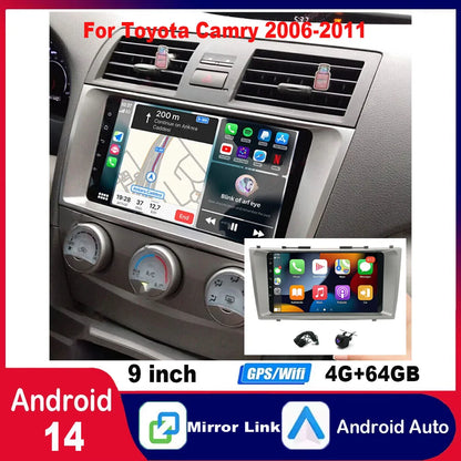 Android 14 car navigation 9 in built-in Carplay + Android auto / 4 + 64G + AHD camera + microphone For 2006-2011 Toyota Camry