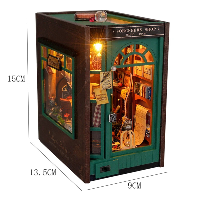 DIY Book Nook Kits 3D Puzzles Wooden Bookshelf Miniature Building Kits Home Decor Creative Dollhouses For Adults Xmas Gifts