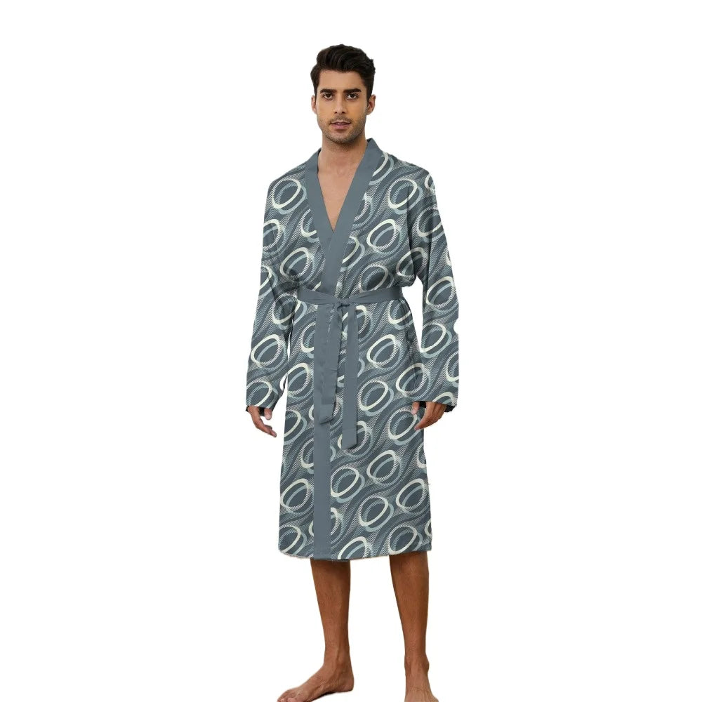 Men's Robe 2025 Spring Sleepwear Bathrobe Men Printing Must-have for Leisure Entertainment Autumn Long Nightgown Funny Pajamas