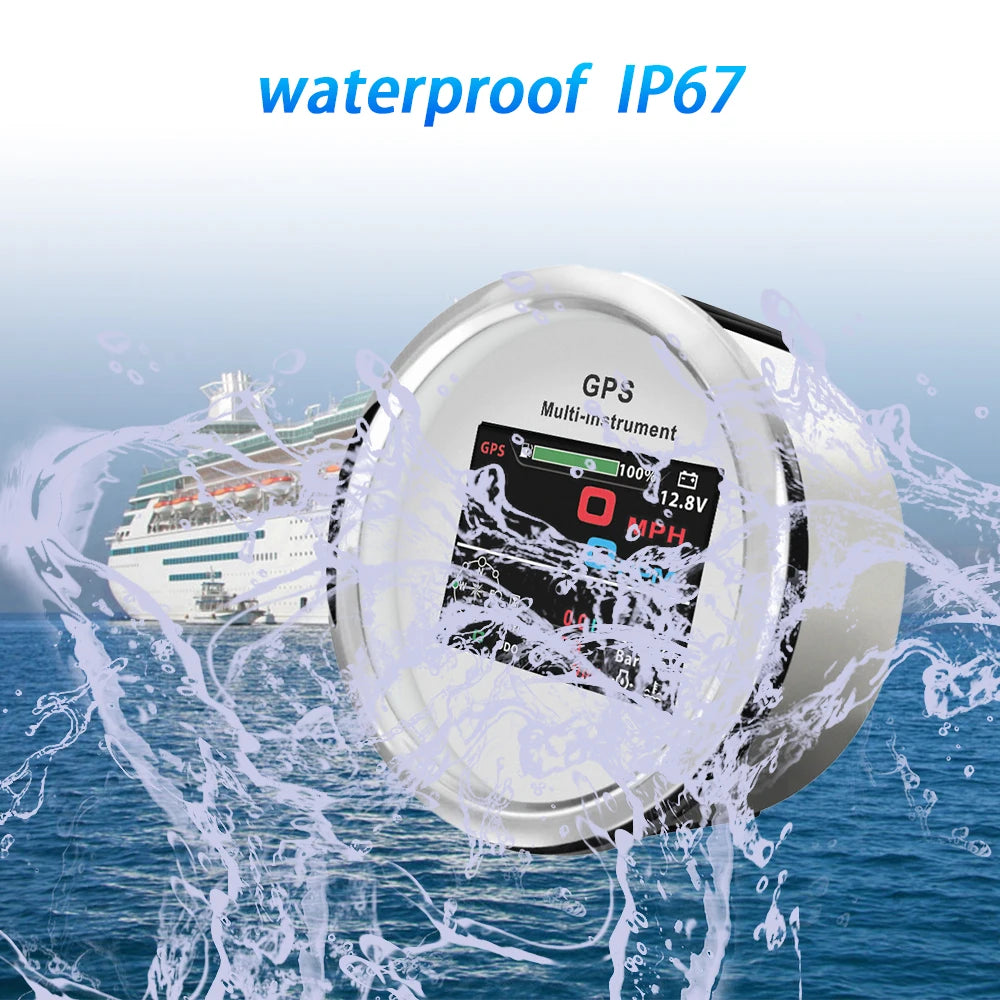 Rhaxel 10 in 1 Multifunction Gauge Digital 85mm GPS Speedometer with RPM Fuel Level Oil Pressure Voltmeter Gauge for Car Marine
