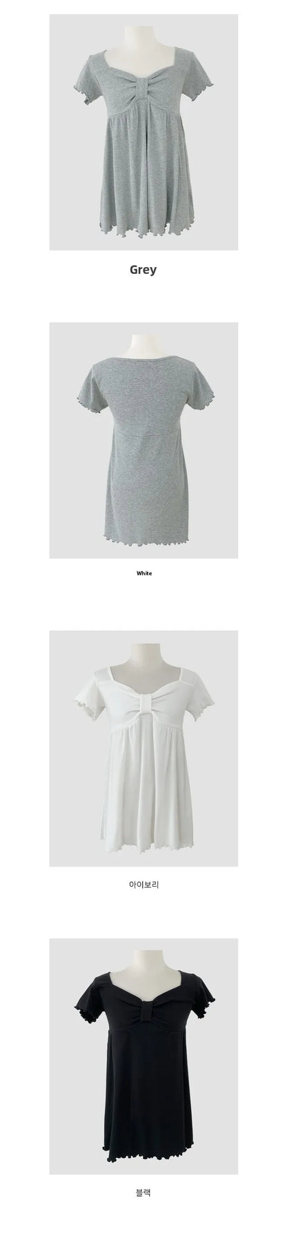 Chic Sweet Style White Bowknot Pleated Short Sleeve T Shirt Women Summer New Unique Top Korean Style Ladies Fashion