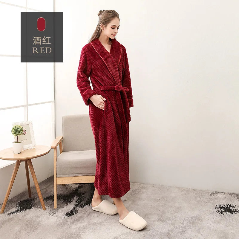 Thickened Extended Bebe Velvet Couple Robe Women's Winter plus Size Fashion Sleepwear Men's XXXL Sexy Home Clothes Pyjamas