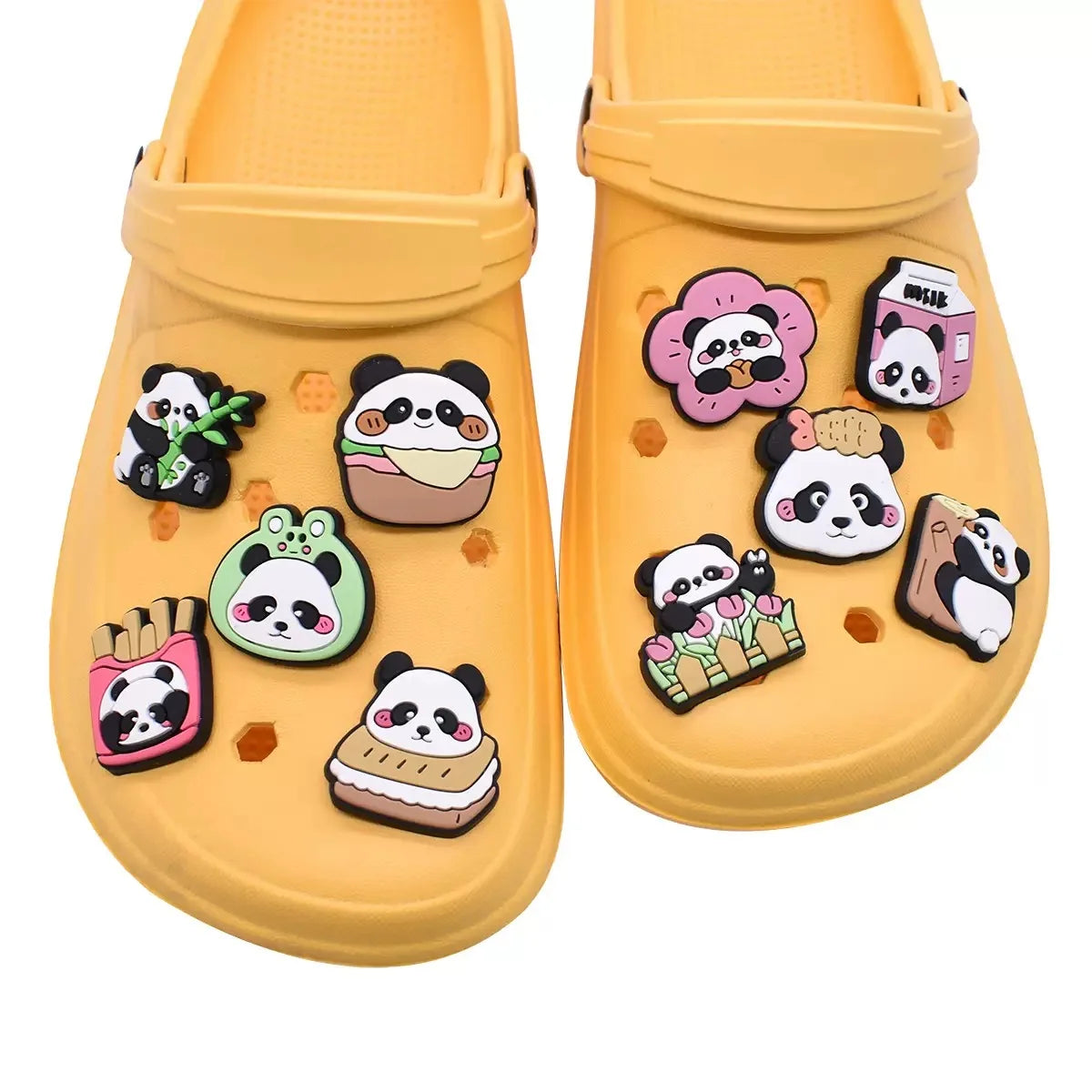 1/20/50/100Pcs Panda Series Shoe Charms Cute animal Shoes Accessories Decoration Clog Sandal Buckle Bithday Holiday Party Gifts