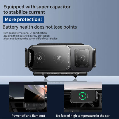 Rotation Universal 15W Car Phone Wireless Charger Holder Stand for Samsung Galaxy Fold 6 5 4 3 Z Flip S25 S24 iPhone 16 15