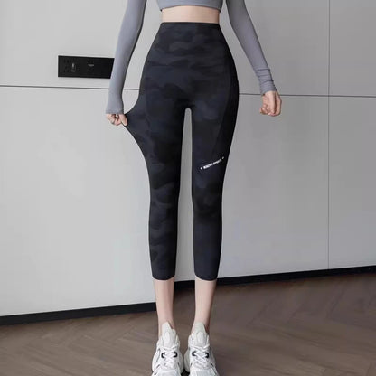 Premium Women's Camo 5-Point Shark Pants High Waist Tummy Control Butt Lifting Daily Casual Yoga Cycling Leggings